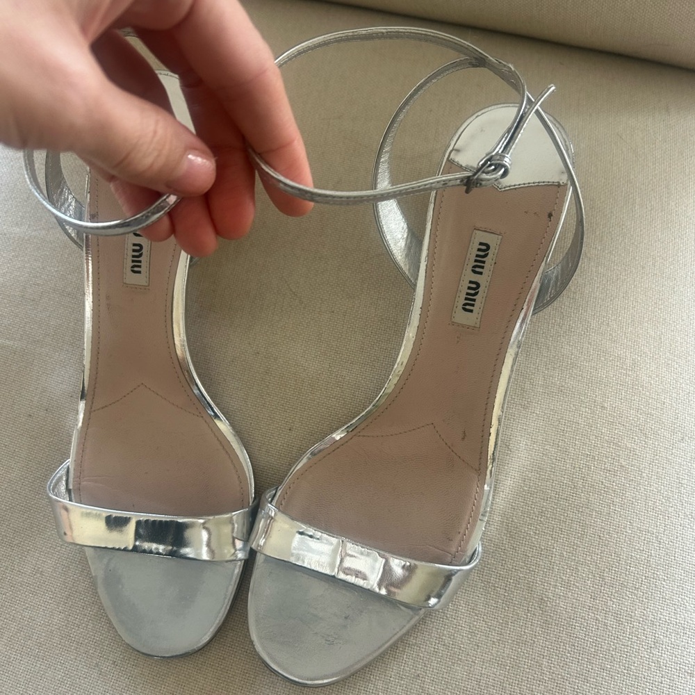 Miu Miu Shiny Silver Heels